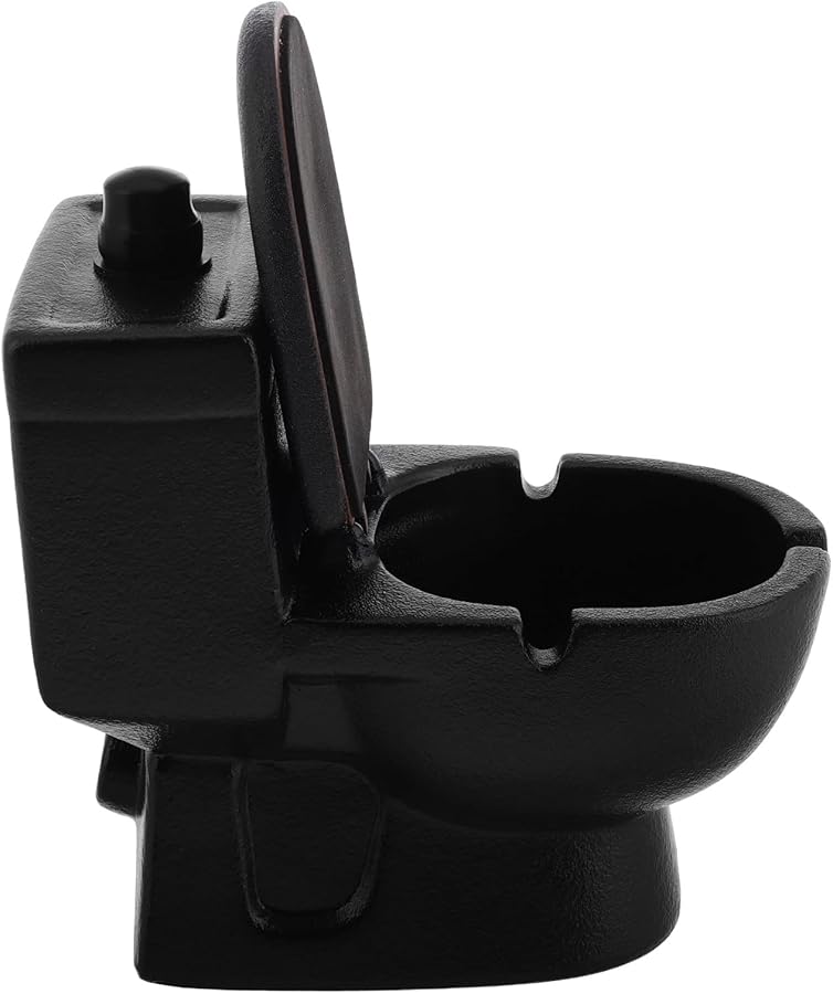 منفضة سجائر على شكل مرحاض سيراميك بتصميم مضحك ورجعي، صينية رماد محمولة لتزيين الحمام المنزلي - Image 1